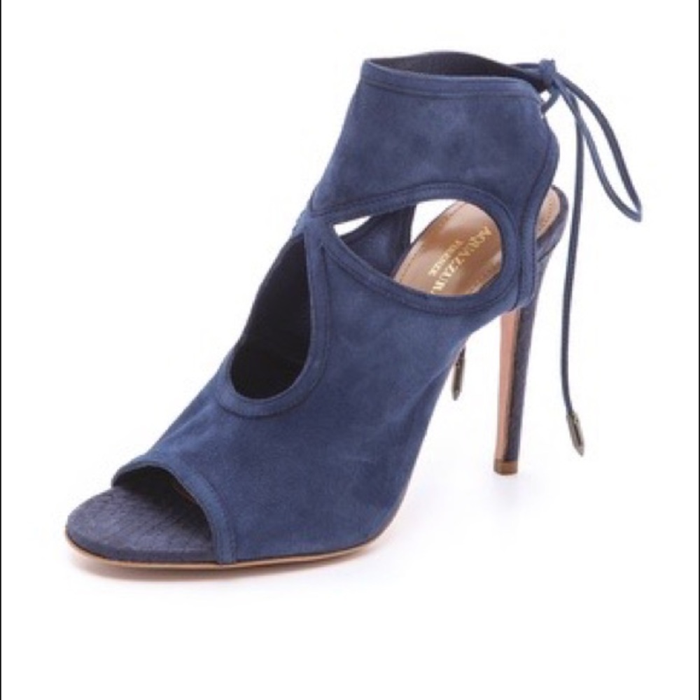 Aquazurra Sexy Thing Stiletto in soft navy suede. So comfortable. Worn once.